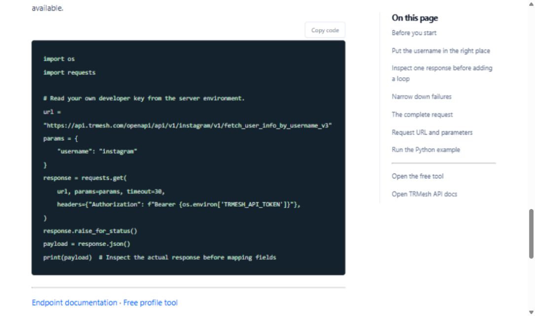 Python request example. The key is read from an environment variable.
